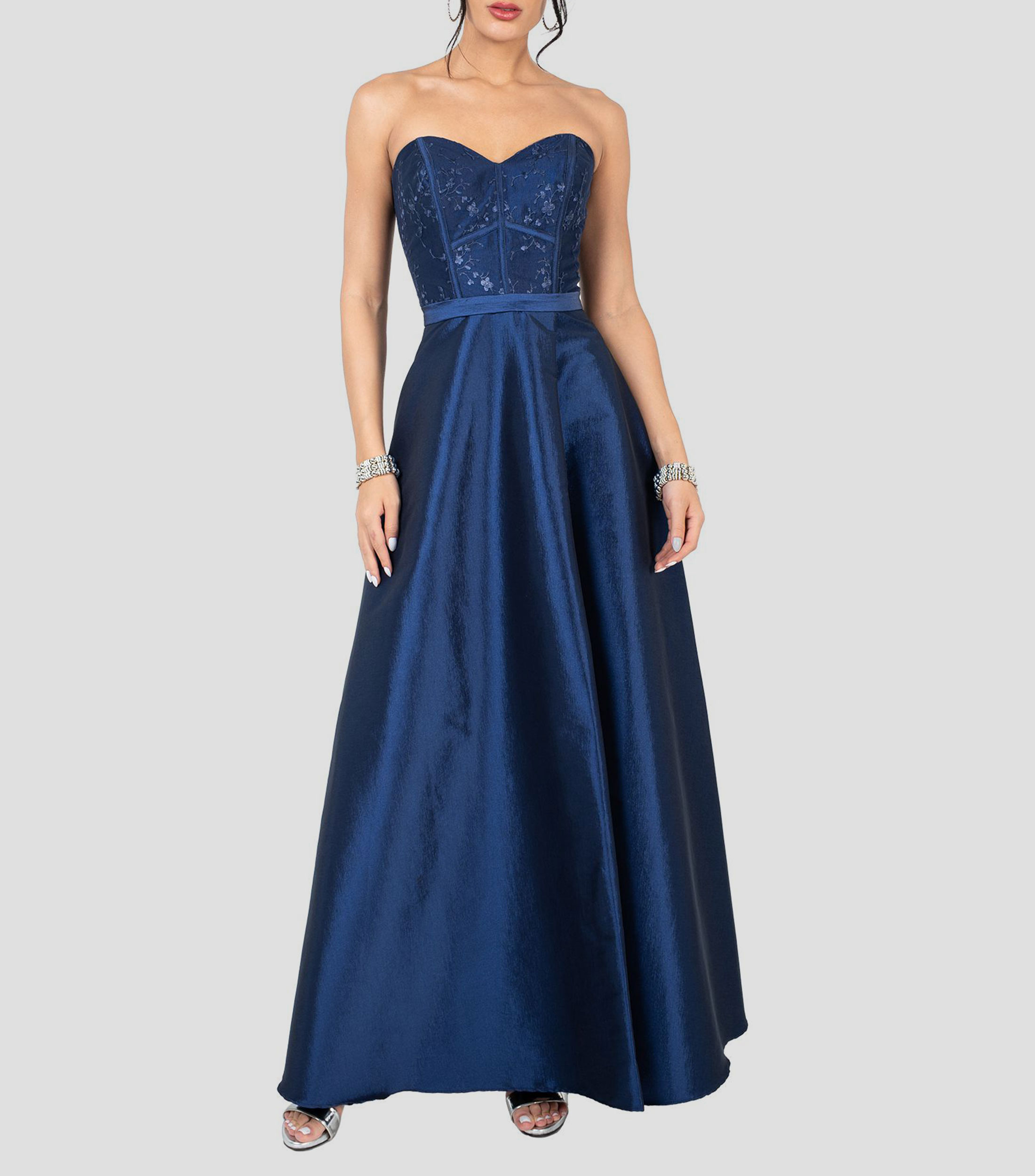 Vestido de fiesta largo liso Mujer